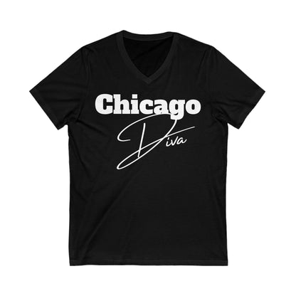 Chicago Diva Unisex Jersey Short Sleeve V-Neck Tee